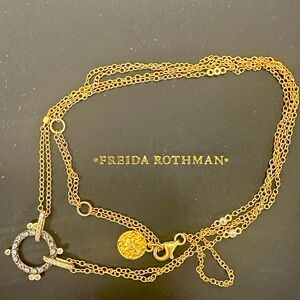 Freida Rothman Gold and Black Rhodium Double Strand Pendant Necklace NWOT
